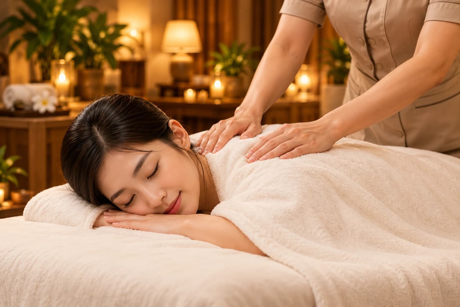 Chăm sóc massage body trong không gian ấm áp