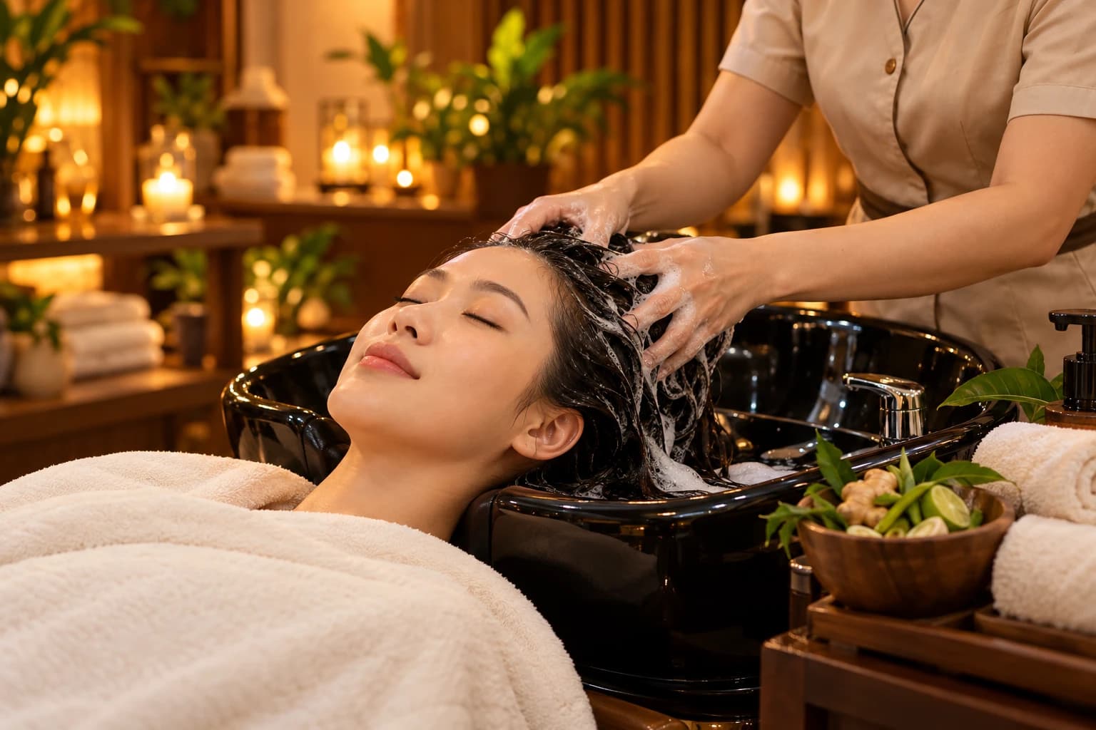 Trải nghiệm gội đầu thảo dược và chăm sóc da đầu