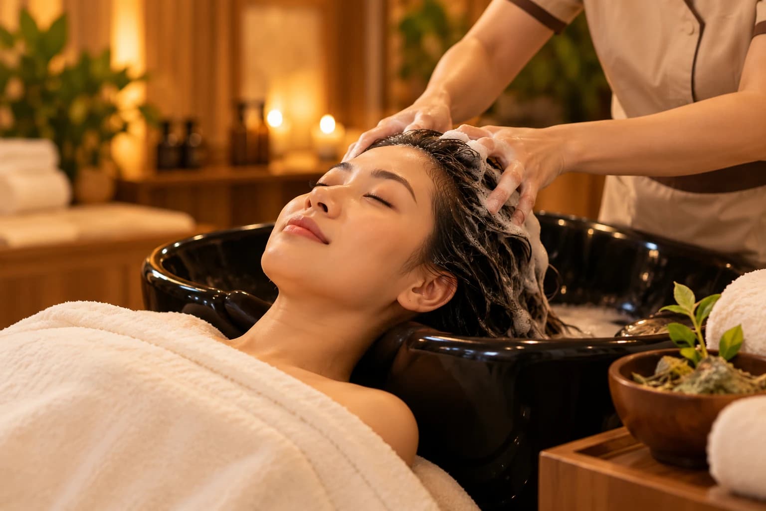 Trải nghiệm gội đầu thảo dược và chăm sóc da đầu